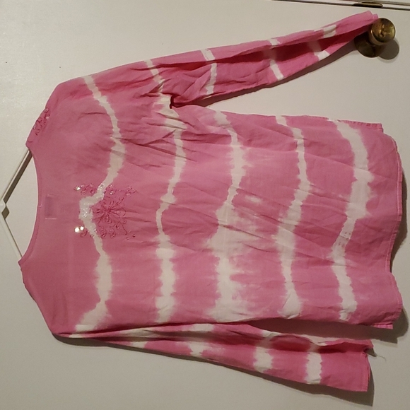 Uniti Casual women's M pink cotton tie dye thinner cotton shirt - Picture 4 of 4